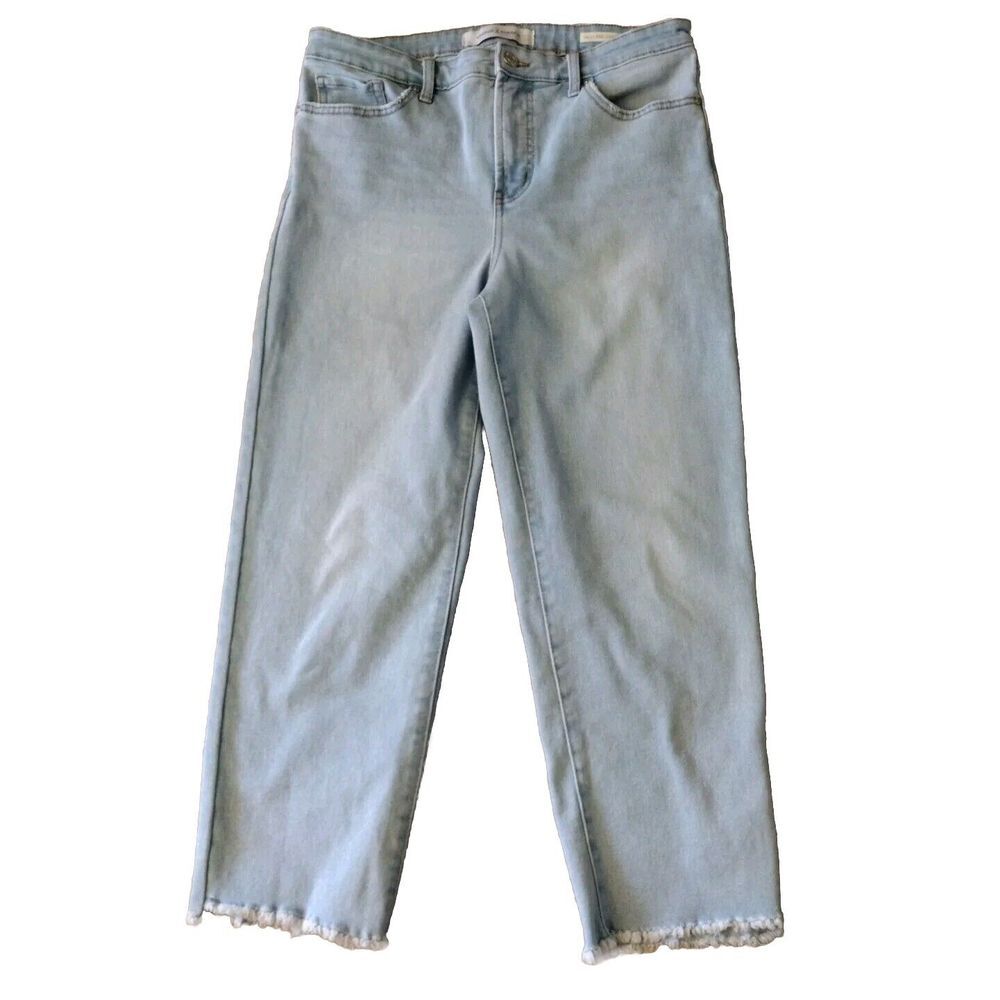 Vintage America Jeans Woman 10/30 Blue Light Wash High Rise Crop Distressed